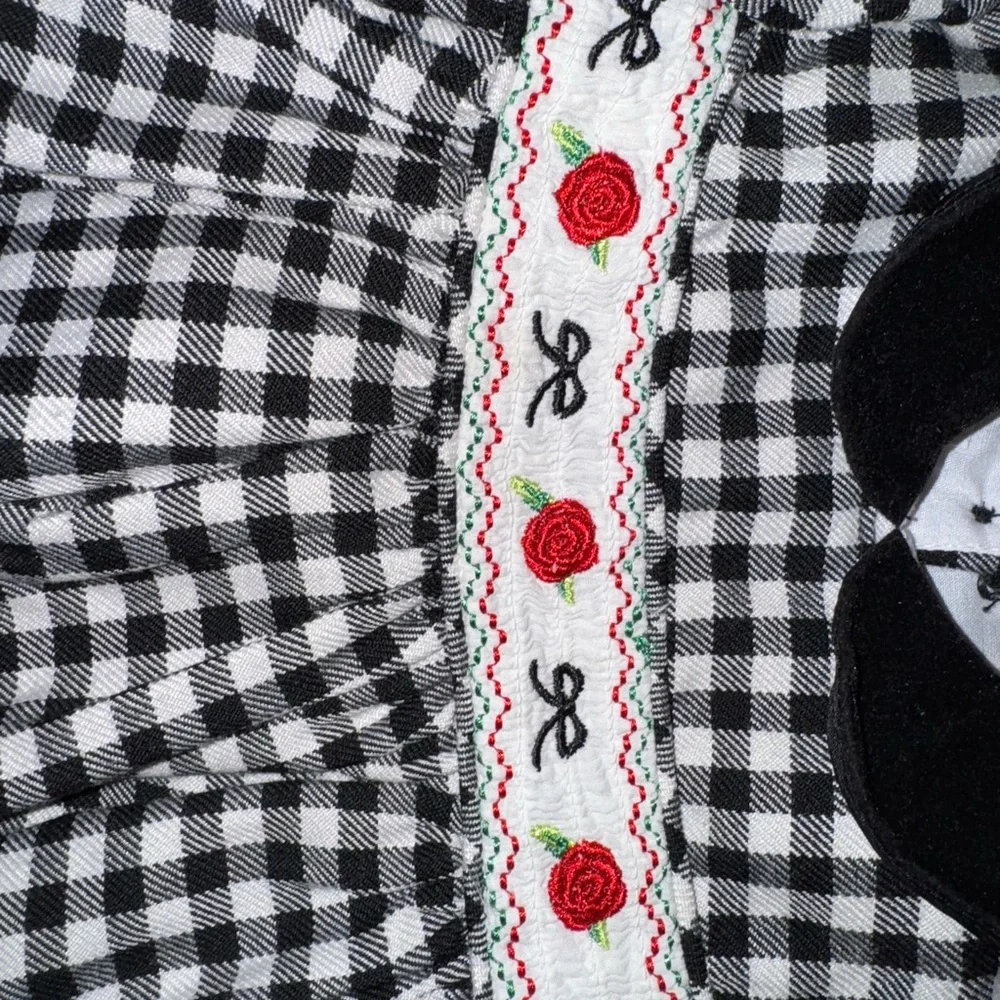 Vintage style Bonnie Jean Baby Black Gingham Baby Christmas Party Dress 0-3 Mon - Picture 5 of 15